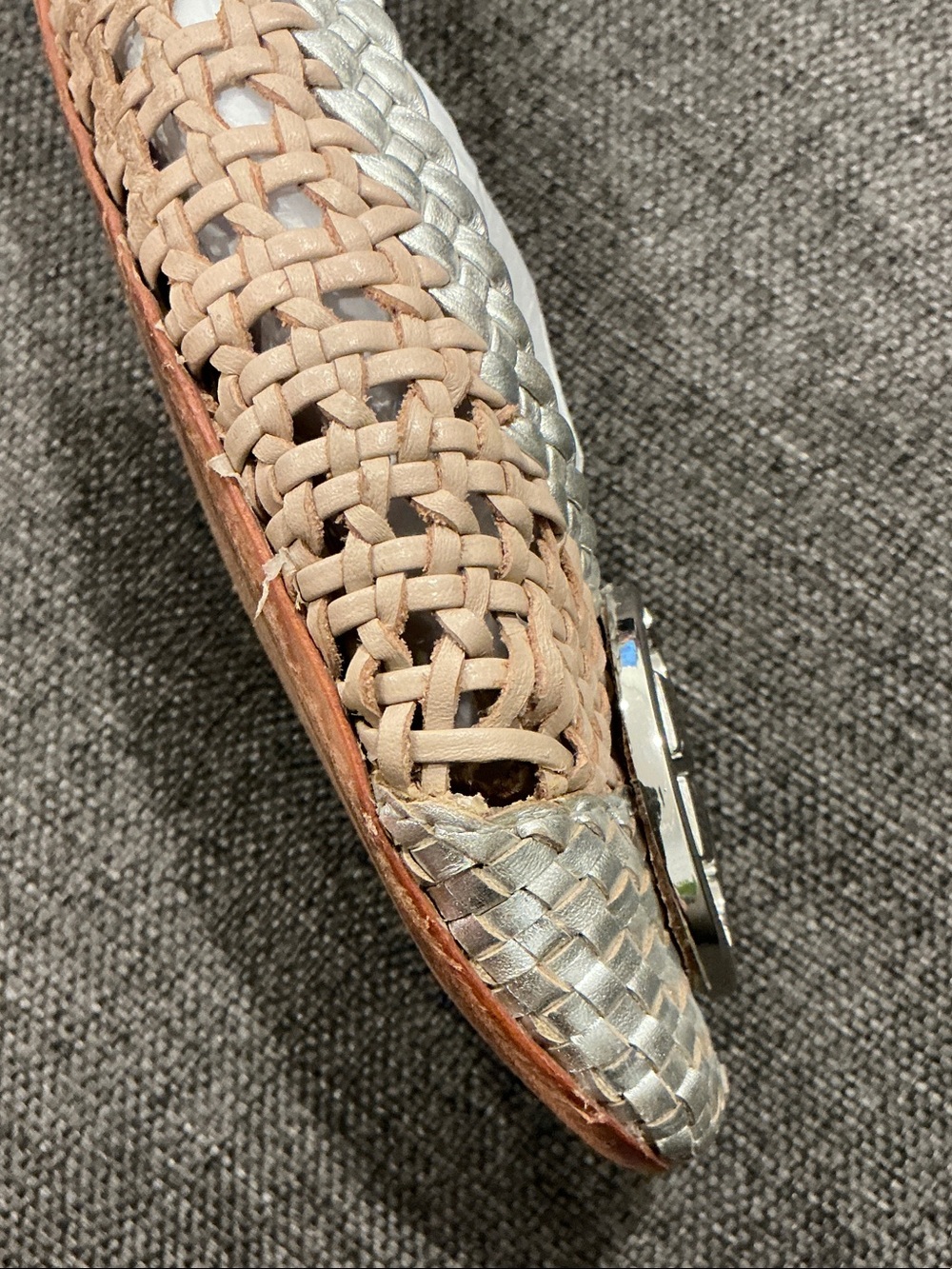 Tory Burch Chelsea woven Braided light taupe/silver Ballet Flats size 10 classy - Picture 6 of 6